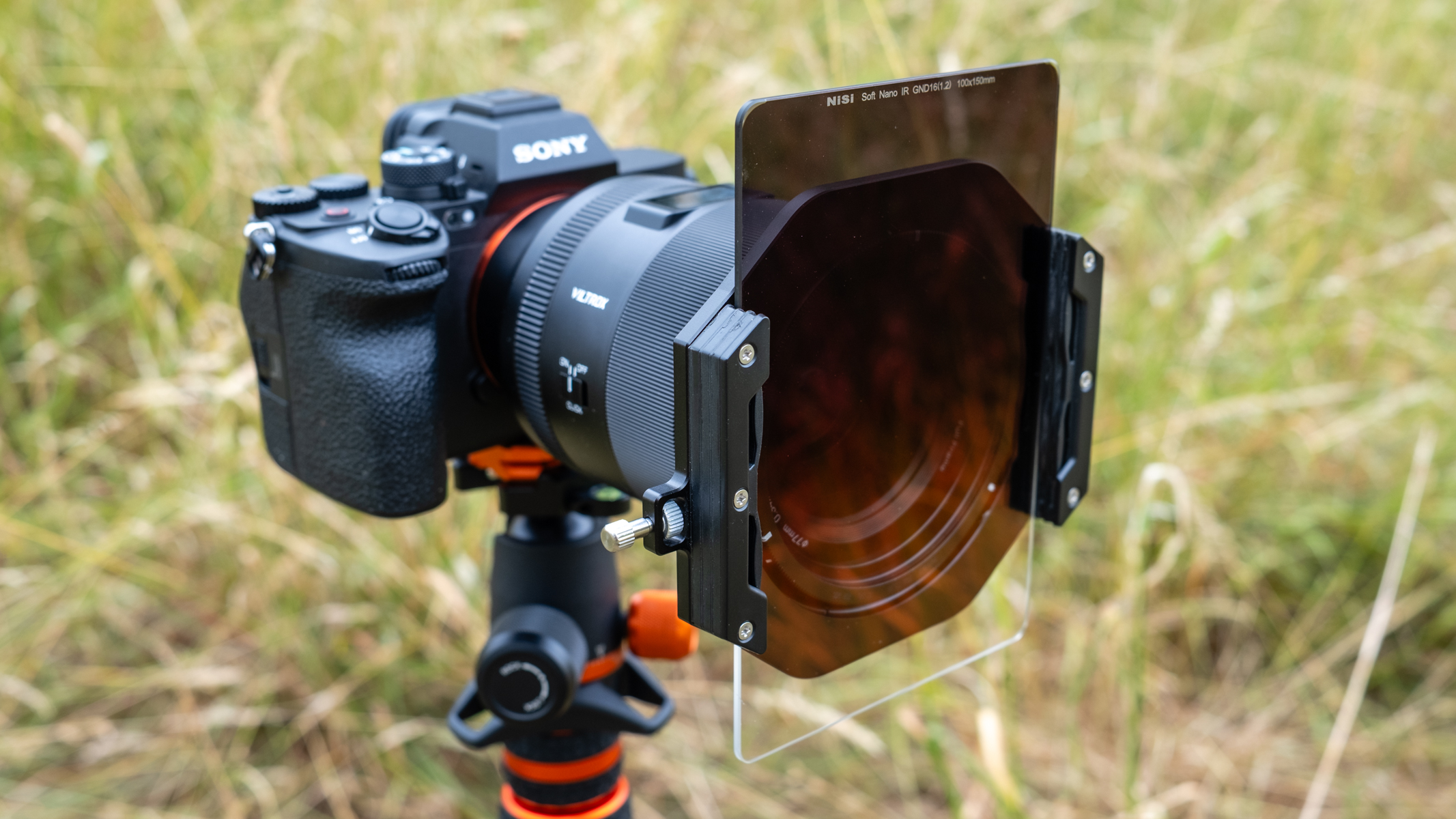 NiSi V7 with True Color NC CPL front view attached to a lens with a filter attached