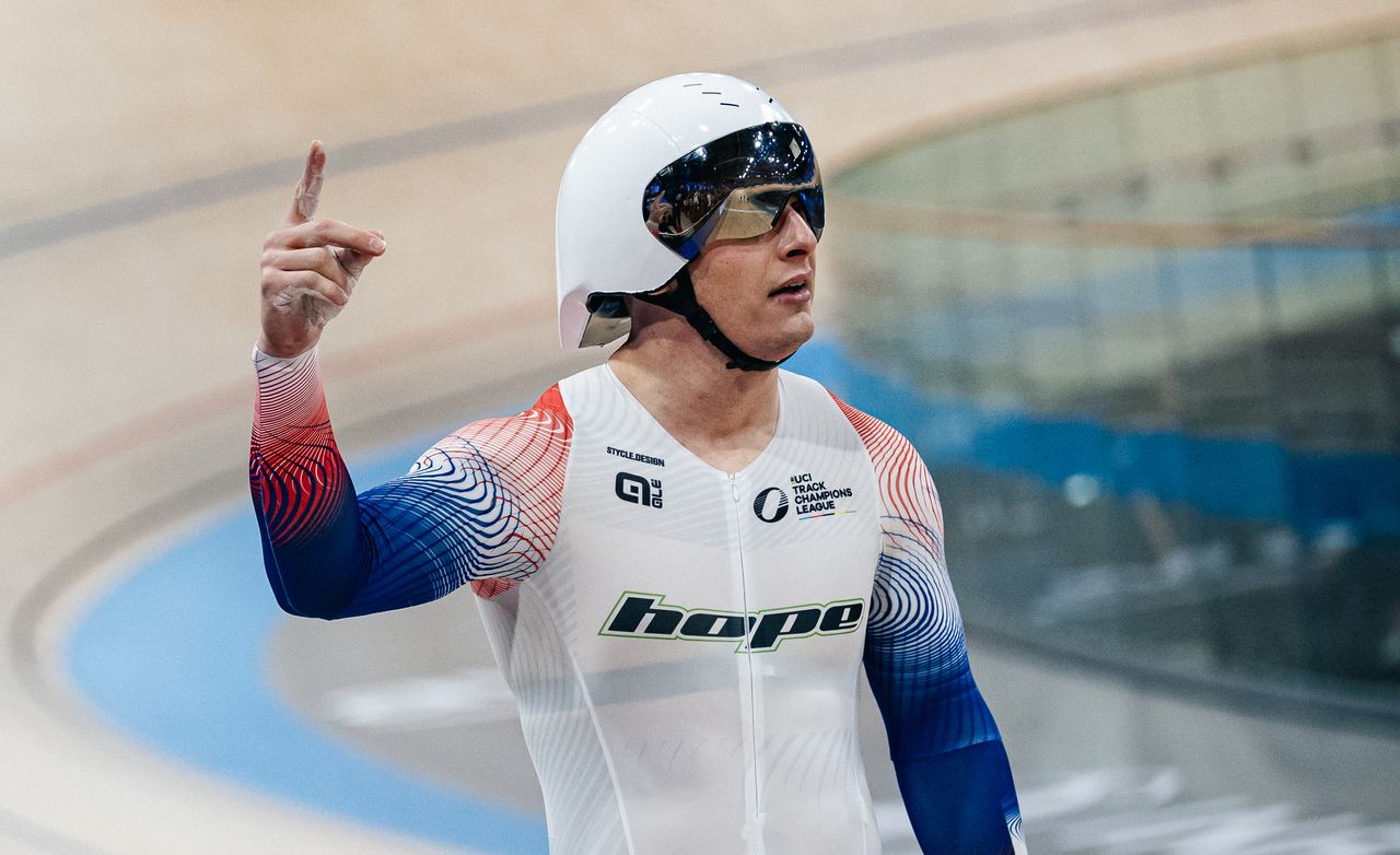 Matthew Richardson in GB kit at the UCI Track Champions League