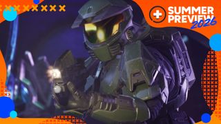 A screenshot from Halo: Campaign Evolved showing Master Chief firing an assault rifle