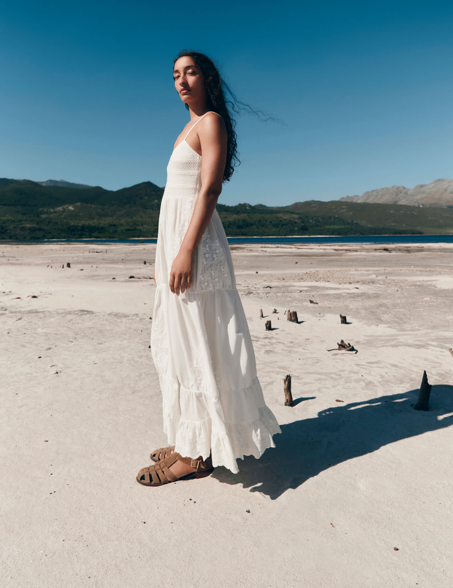 Cotton Blend Ruffle Midaxi Knitted Dress