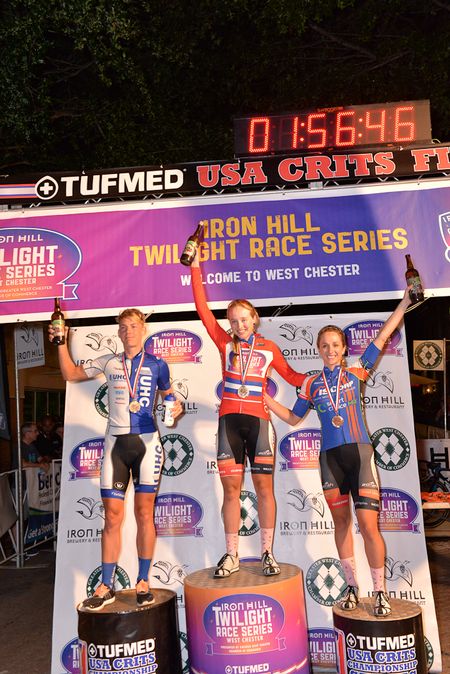 Skylar Schneider on the top step of the Iron Hill podium