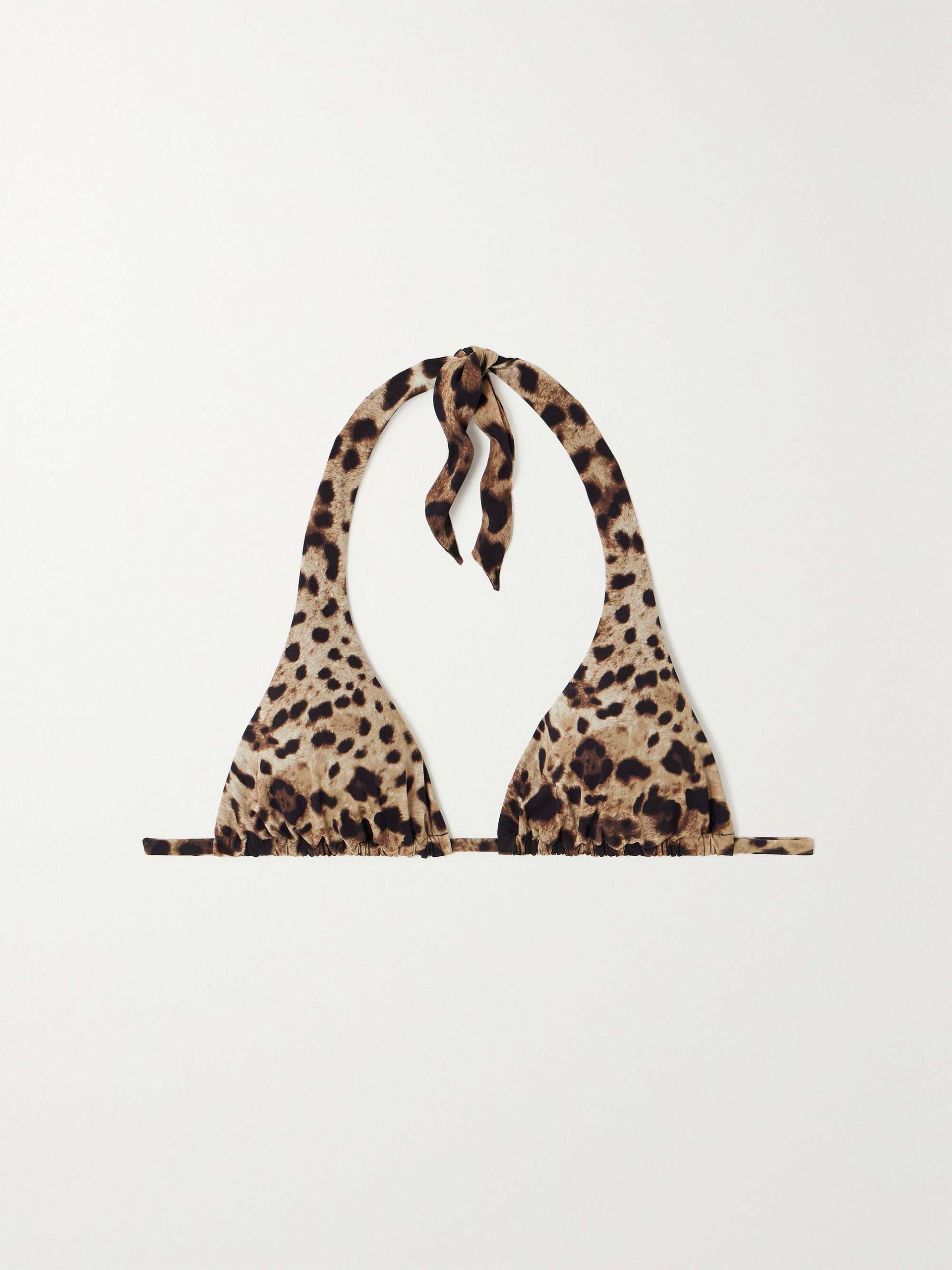 Leopard-Print Halterneck Bikini Top