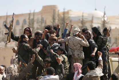 Newly recruited Houthi fighters head to the battlefront in Yemen on Jan. 19, 2017.
