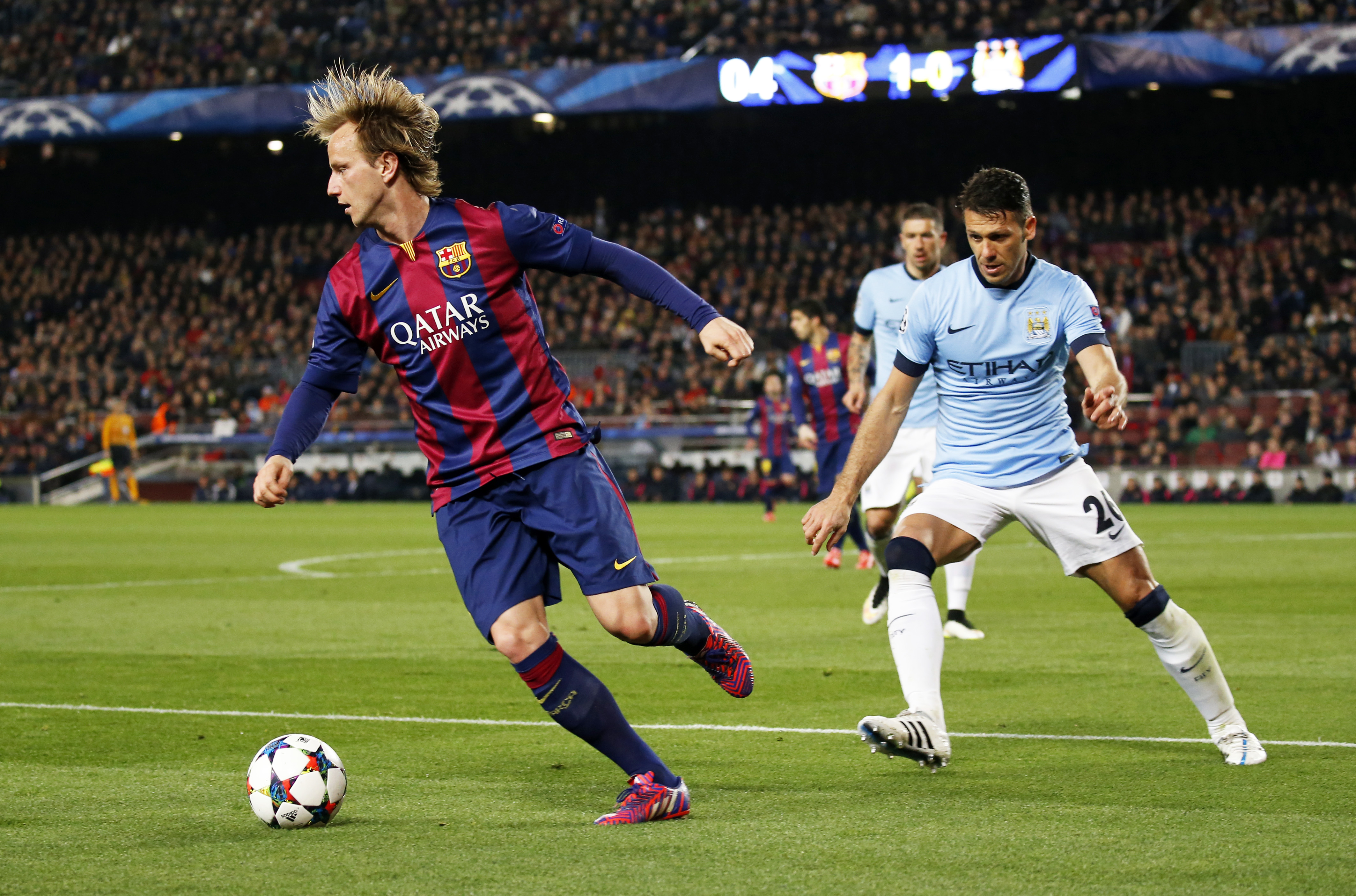 Ivan Rakitic in action for Barcelona against Manchester City in the Champions League in March 2015.