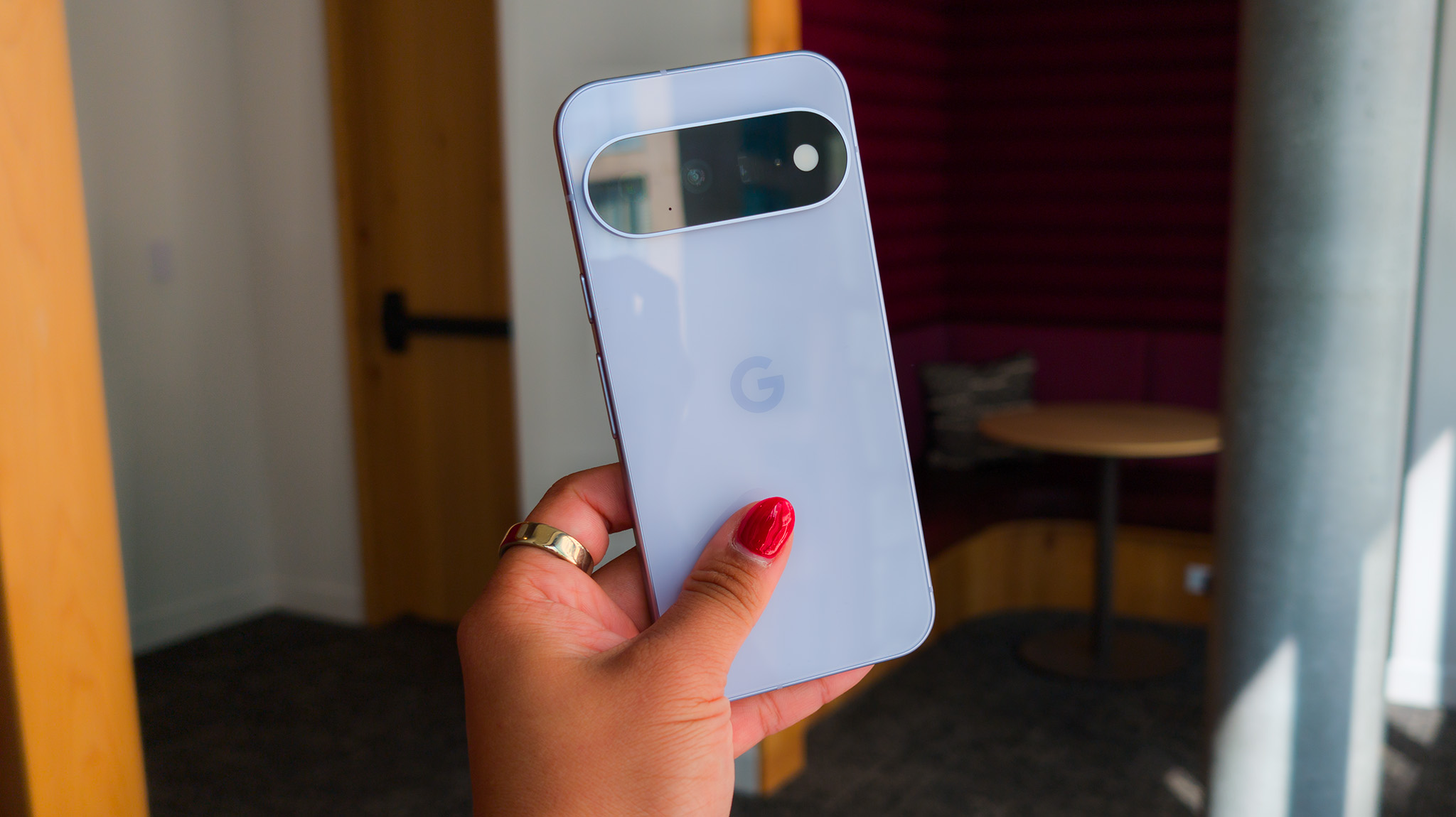 The back of the blue Google Pixel 11