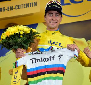 Peter Sagan joins an elite group of world champs who have worn yellow. Photo: Graham Watson