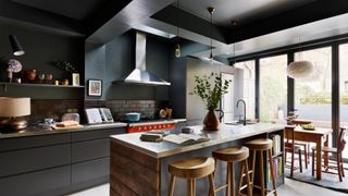 Black kitchen showing how statement painting with dark colors can be