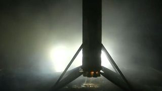 The first stage from a SpaceX Falcon 9 rocket lands on the Just Read the Instructions droneship in the Atlantic Ocean on Thursday, May 23, 2024.