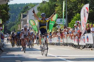 Borut Bozic (Vacansoleil Pro Cycling Team) wins the Tour du Limousin's opening stage in Ussel.