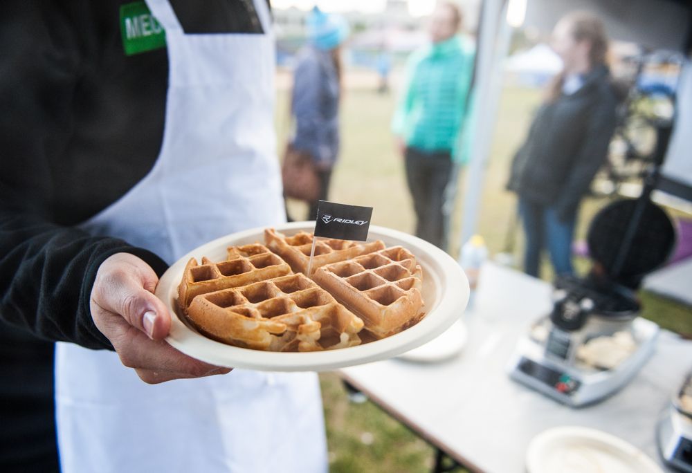 Free Belgian waffles for hungry spectators