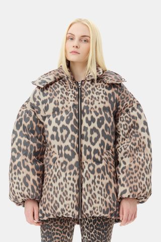 Leopard Midi Puffer Jacket