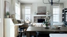 An all white living room