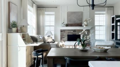 An all white living room