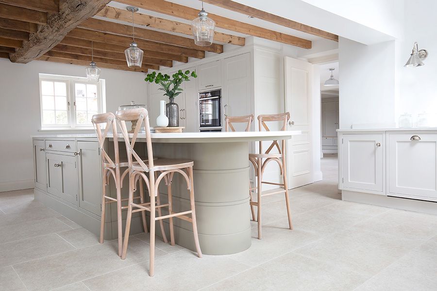 Winchester White Stone Effect Porcelain Kitchen.