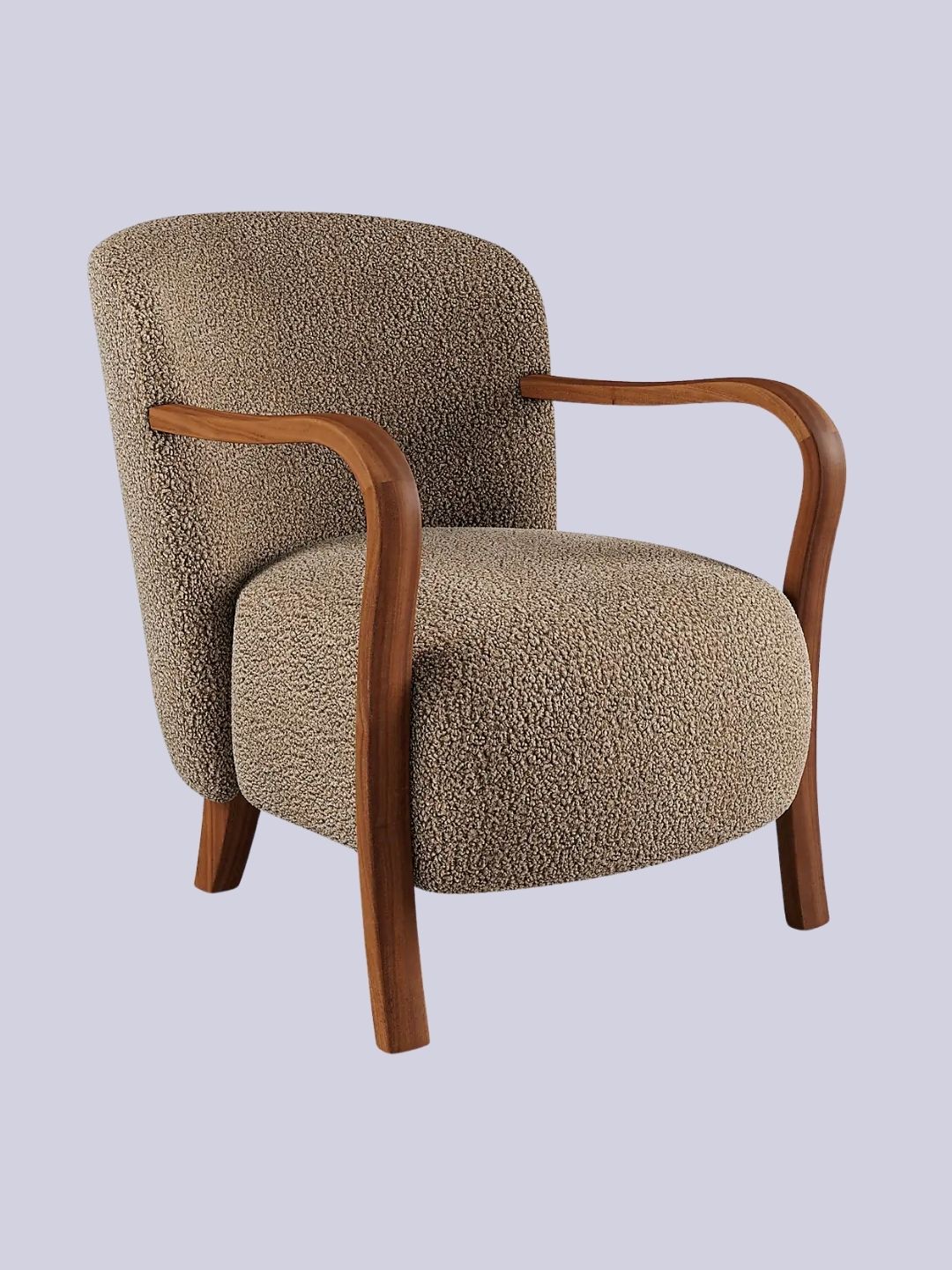 Dunelm, Clara Fluffy Sherpa Wooden Arm Accent Chair