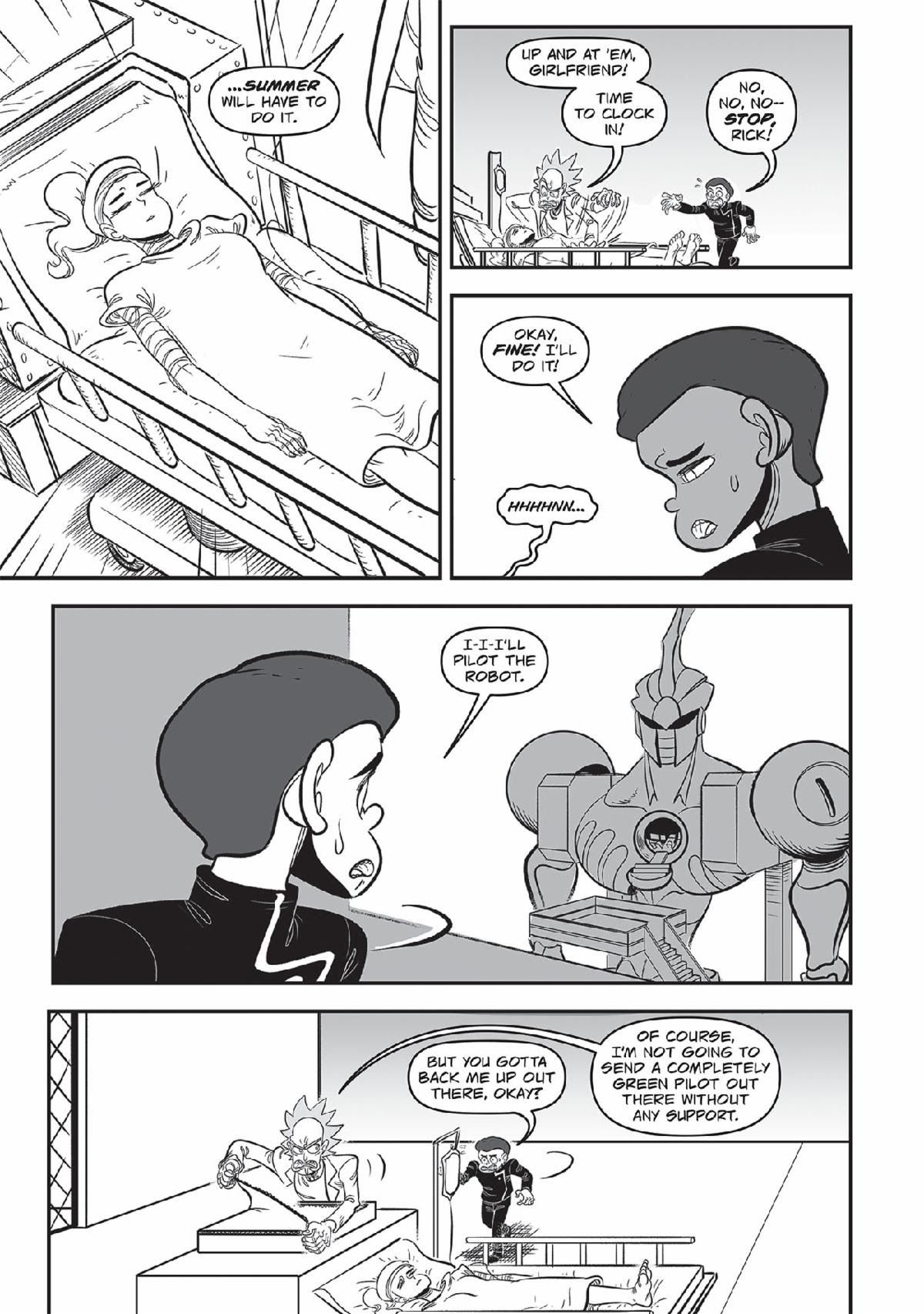 Rick and Morty argue about Morty piloting a mech in these preview pages of the new manga.