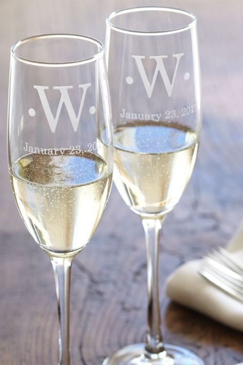 Williams Sonoma Wedding Day Toasting Flutes, Set of 2
