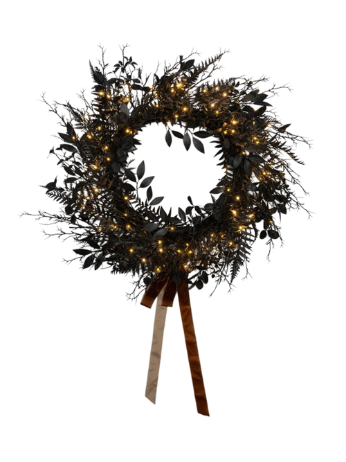 Morticia Pre-Lit Wreath With Bow