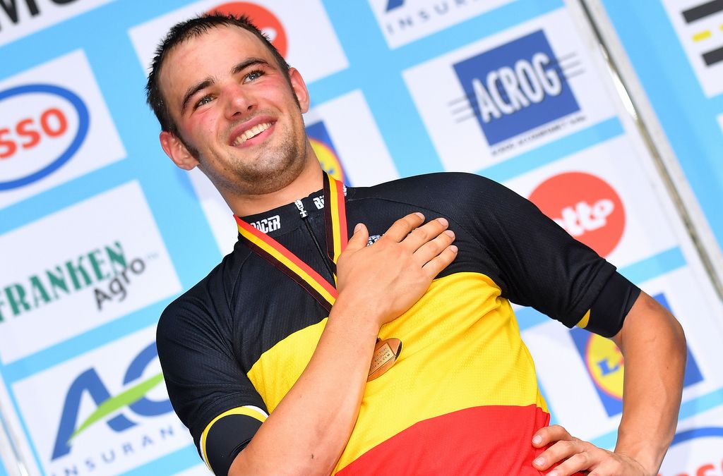 Victor Campenaerts (LottoNl-Jumbo) enjoying his first Belgian time trial title