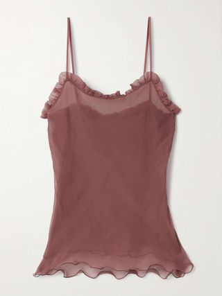 Ruffled Silk-Crepon Camisole