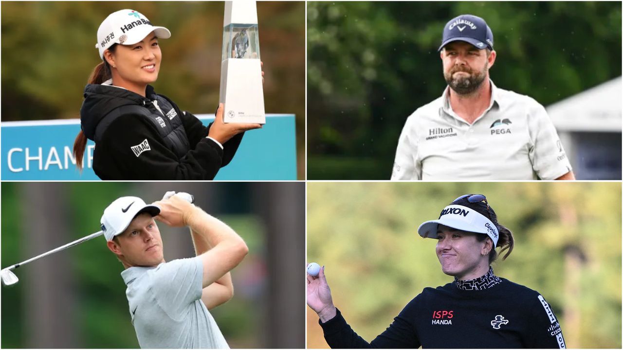 (top left) Minjee Lee, (top right) Marc Leishman, (bottom left) Cam Davis, (bottom right) Hannah Green