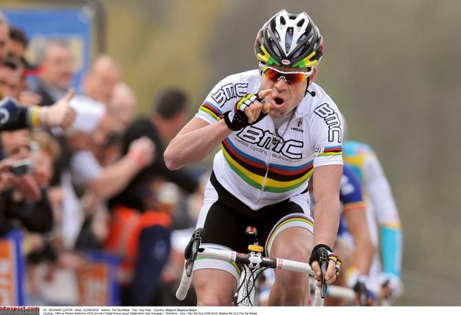 Cadel Evans riding as World Champion for BMC Racing