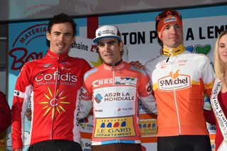 The final podium at Etoile de Besseges with Tony Gallopin on the top step