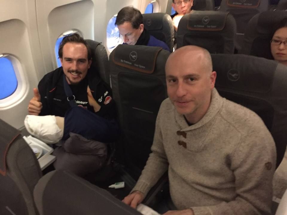 John Degenkolb gives a thimbs up despite his training crash in Spain