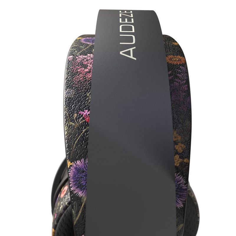 Shots of Audeze Maxwell Flora limited edition headset with floral trimming.