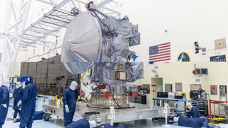 Engineers at Kennedy Space Center in Florida get the Europa Clipper ready for its solar array