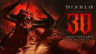 Demonic character in red, text reads "Diablo 30th Anniversary 1996-2006"