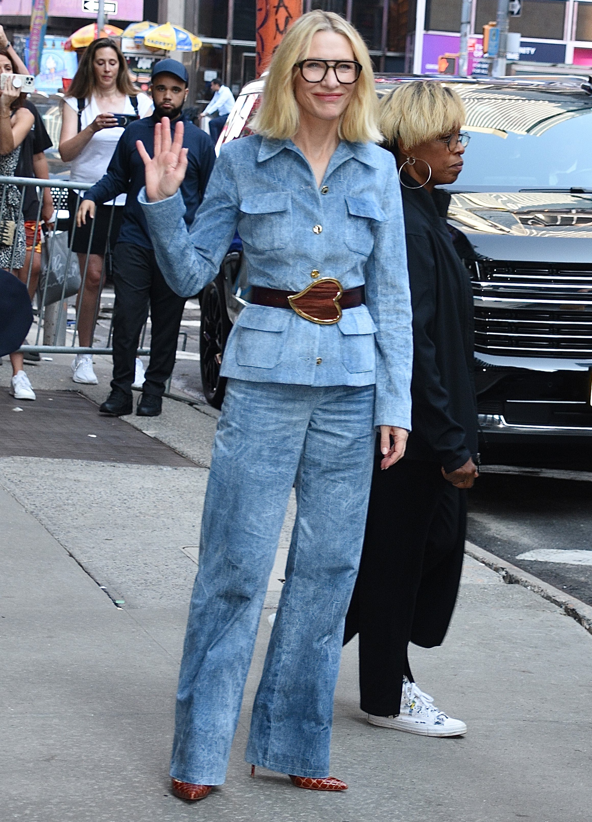 Cate Blanchett wearing double denim