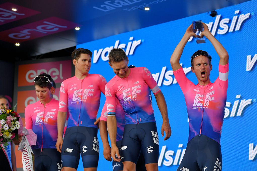 EF Education First on the stage 10 Giro podium for best team