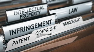 Folders showing key terms related to intellectual property theft and copyright