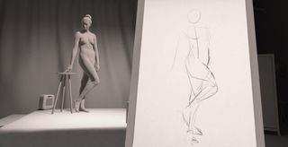 Inside Gesture VR - image of a picture of a naked lady with virtual controls