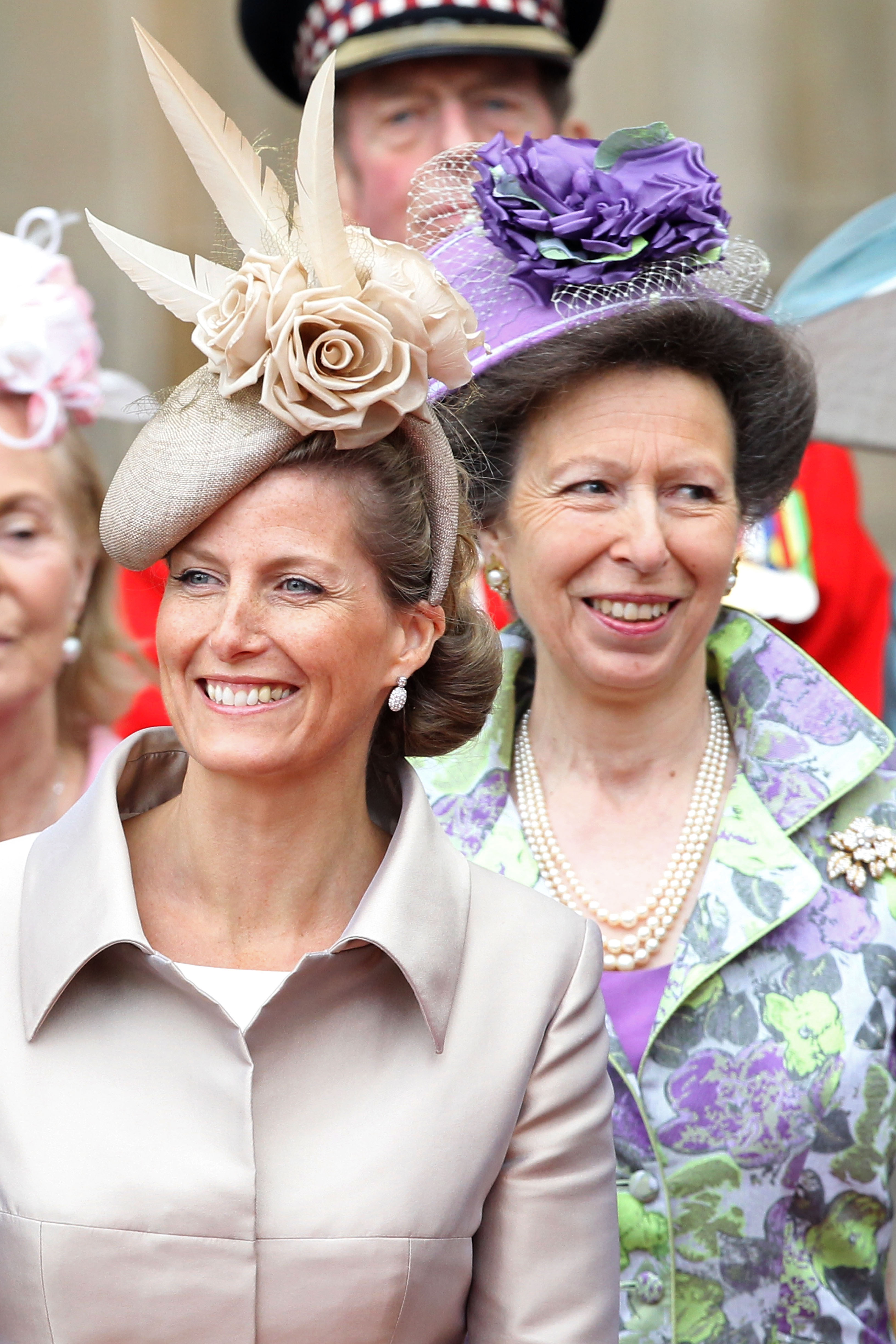 royal wedding hats Sophie, Countess of Wessex and Princess Anne