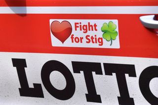 Lotto Soudal team cars carry a message for Stig Broeckx