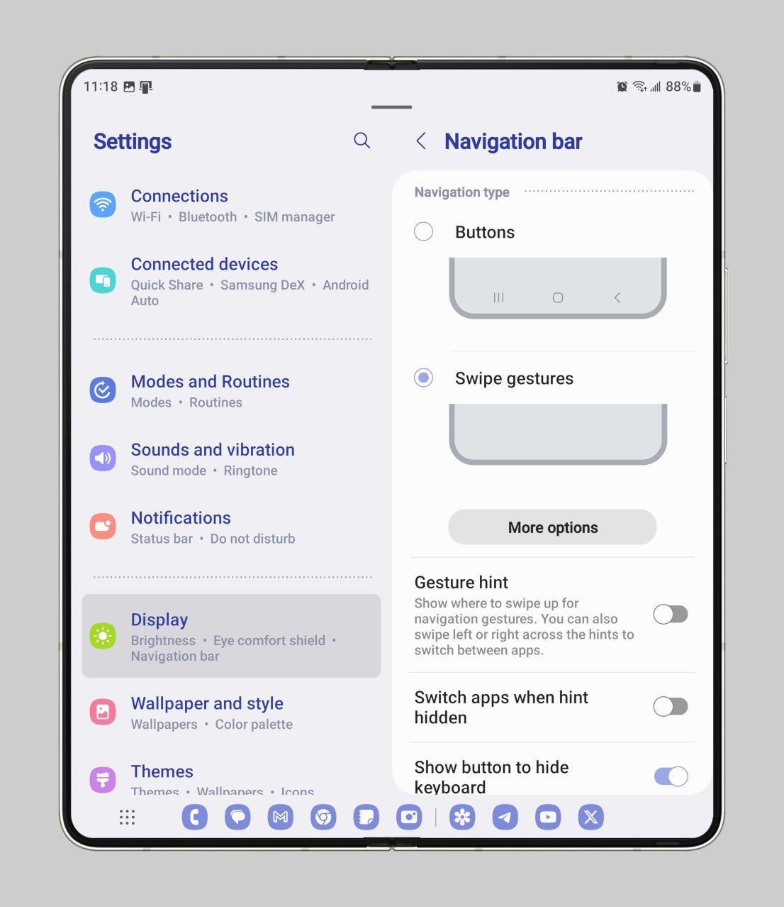 Gesture navigation settings in One UI