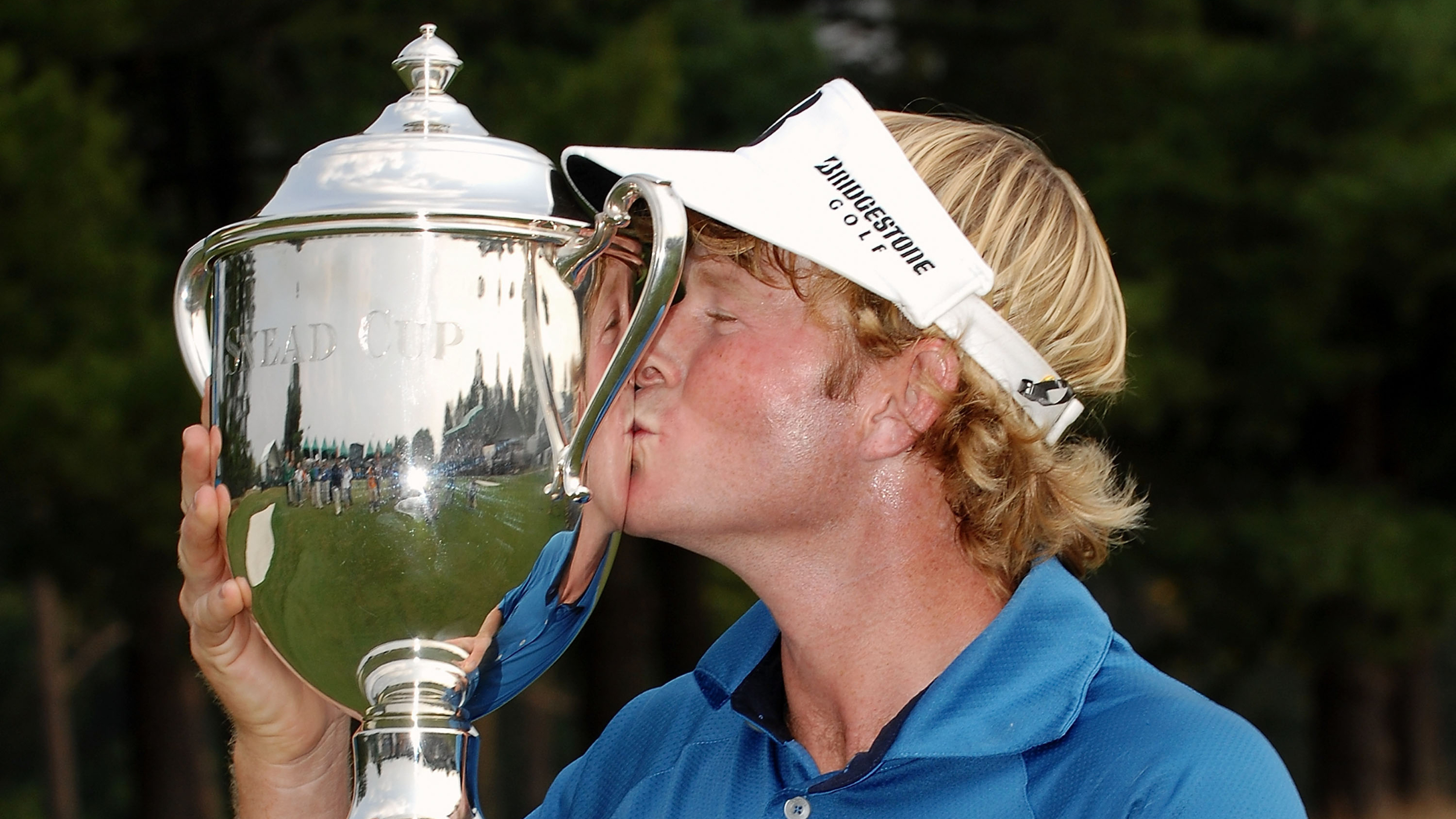 Brandt Snedeker with the Wyndham Championship trophy
