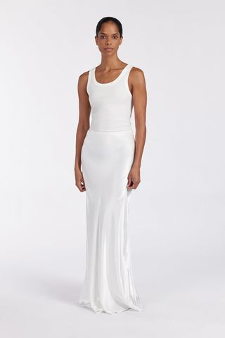 DISSH Charli White Satin Maxi Skirt