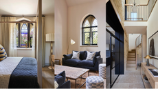 a converted chapel in the cotswolds designed in a minimalist, chic interior design style