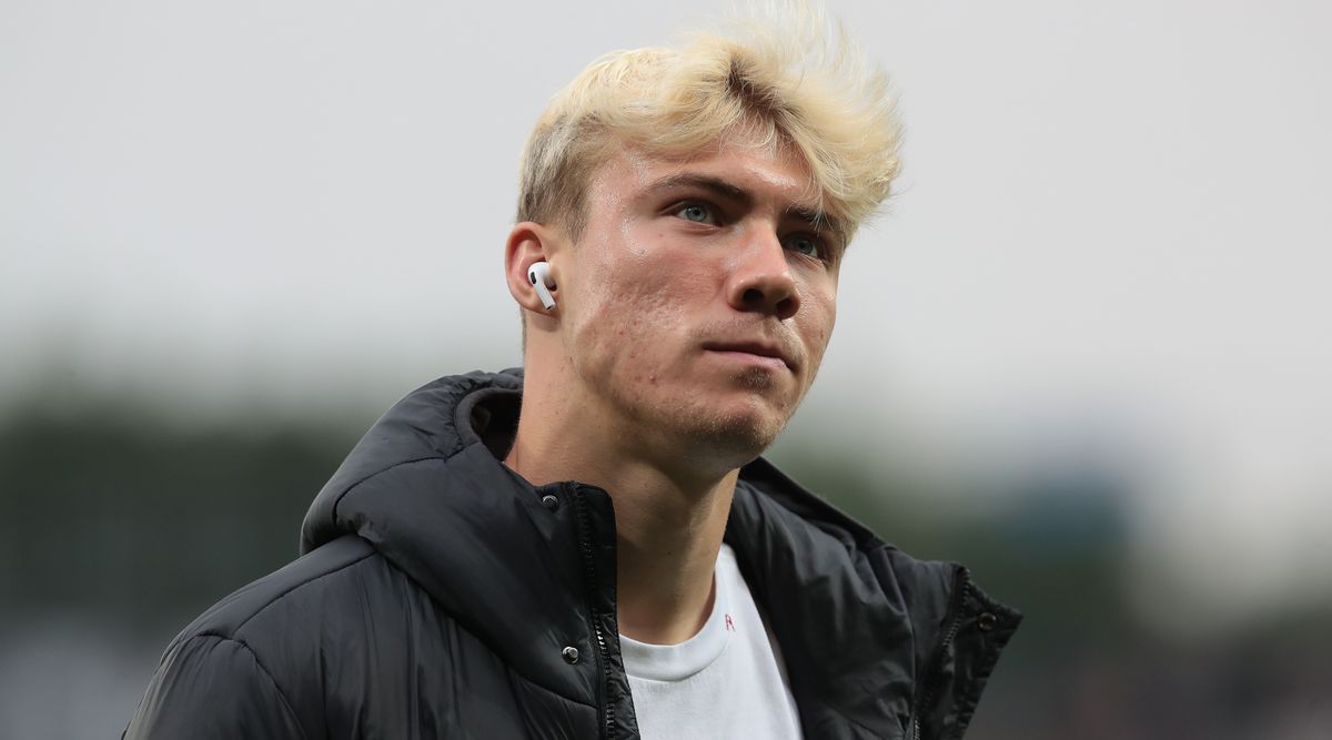 Manchester United target Rasmus Hojlund of Atalanta looks on ahead of a match