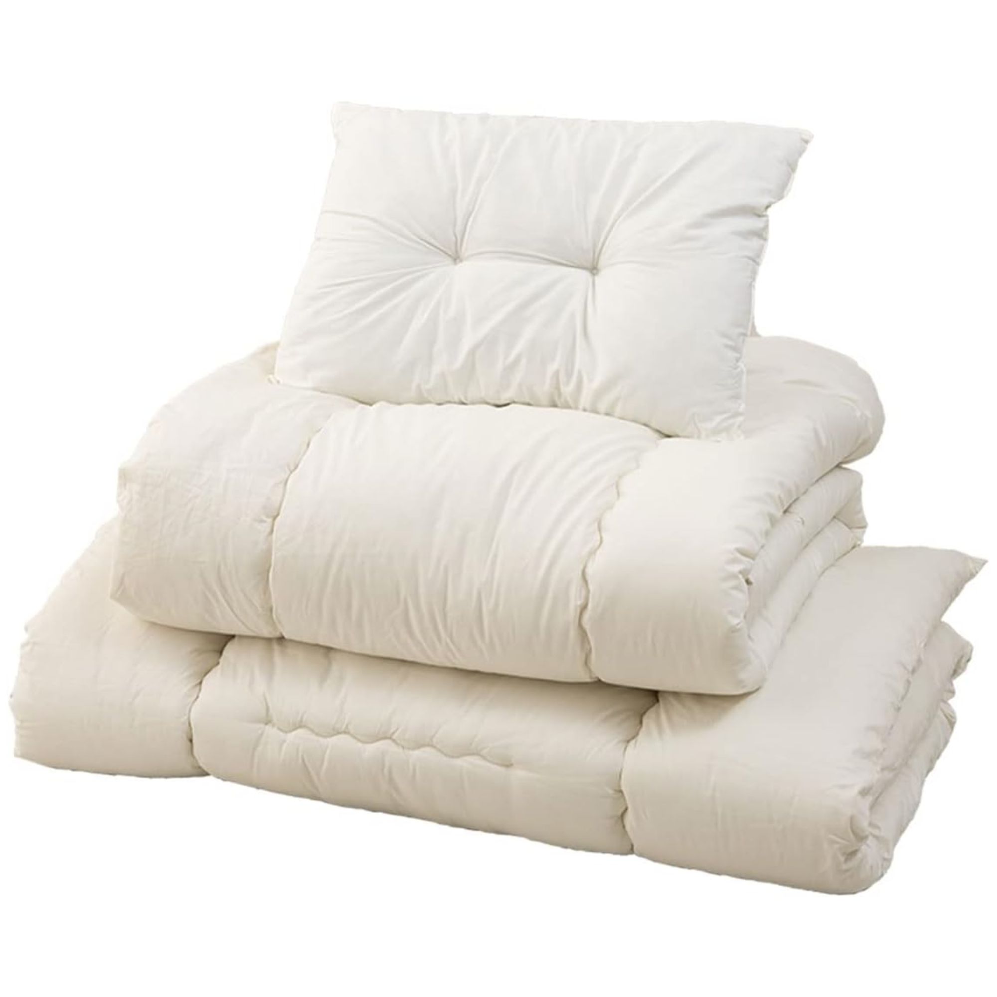 A white folded EMOOR Space-Saving Japanese Futon Set