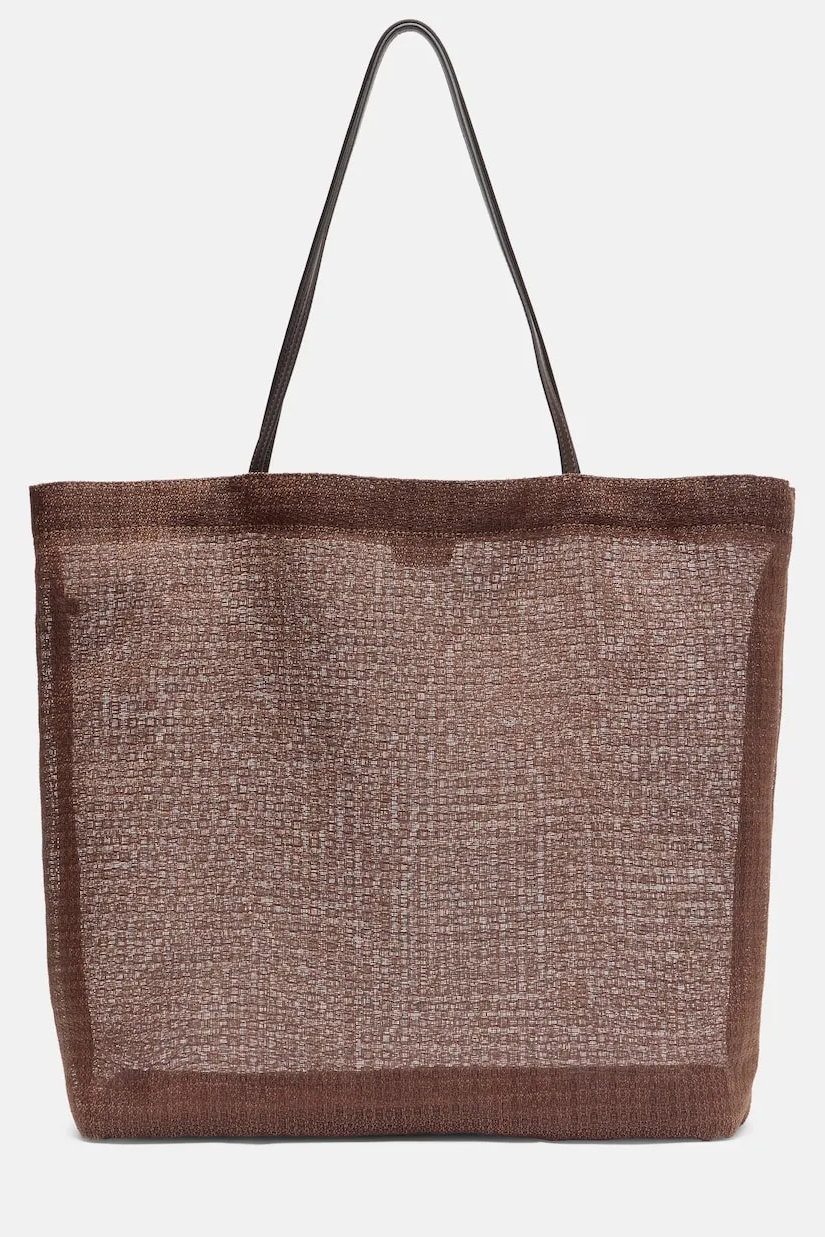 The Row, Barn Leather-Trimmed Mesh Tote Bag