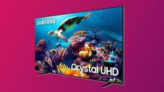 Samsung DU6900 4K TV on a gradient background.