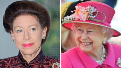 A composite of a picture of Princess Margaret in 1990 and a picture of Queen Elizabeth in 2016