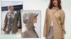 matilda and a model wearing a rains jacket