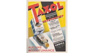 Stylised advertisements for Taxol, a pharmaceutical product