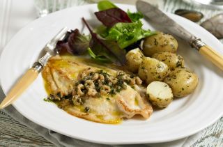 Meals under 300 calories: Quick-fry lemon sole with shrimp and caper butter