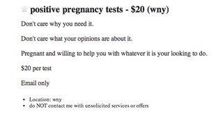 Fake Positive Pregnancy Tests Listing